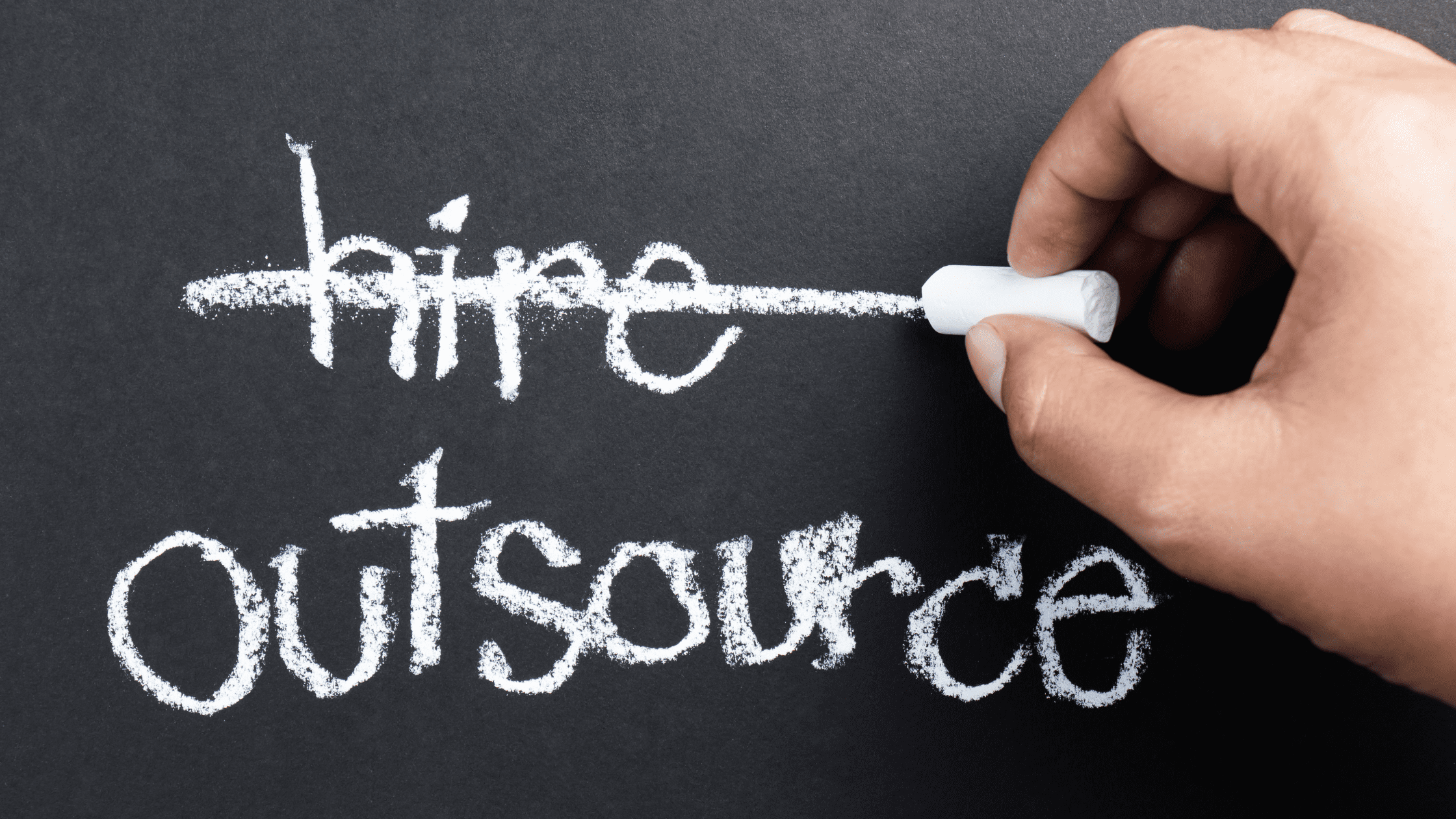 hire crossed out and outsource
