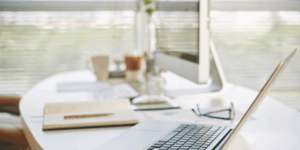 desk with newsletter