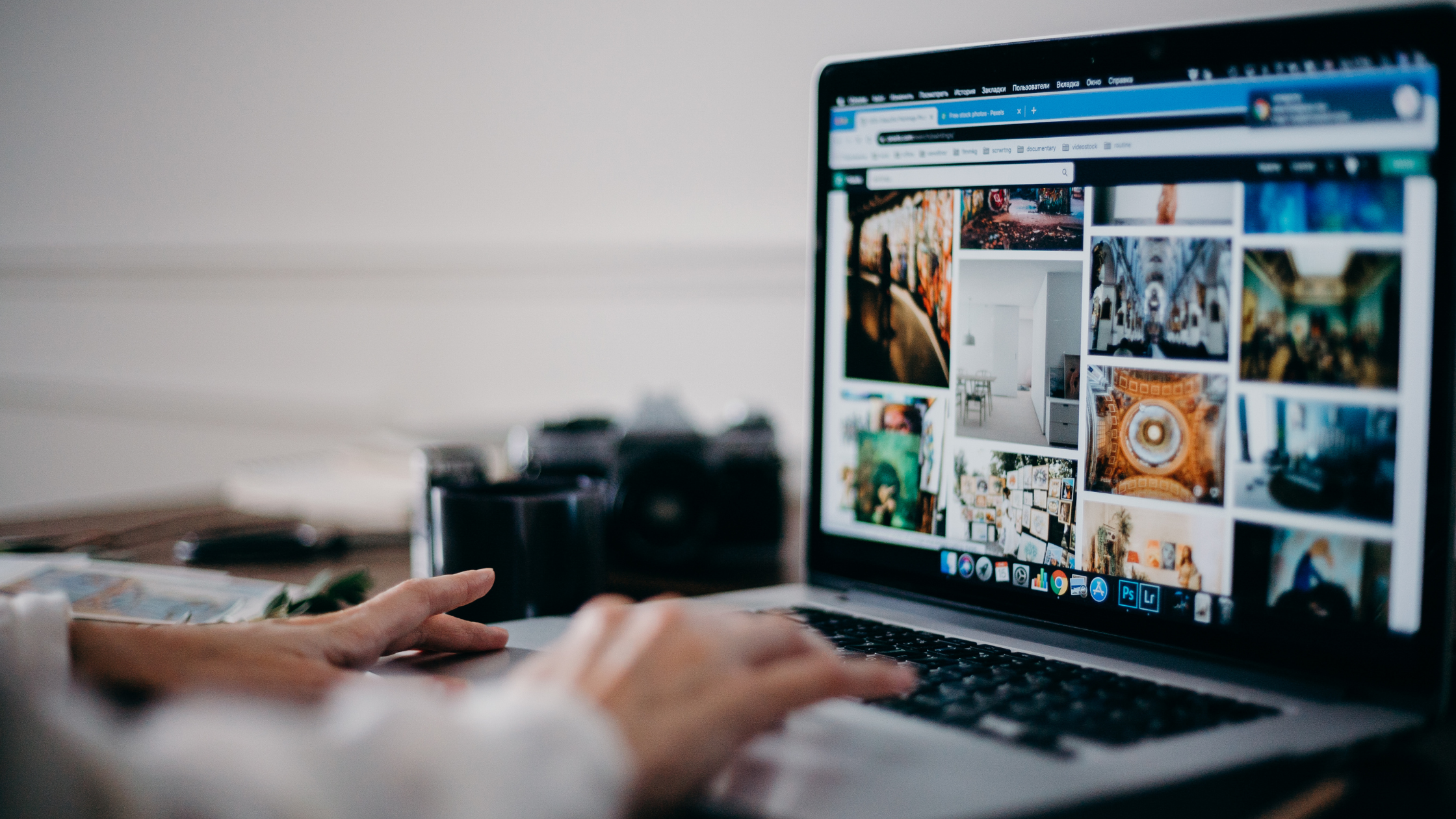 computer screen with social media